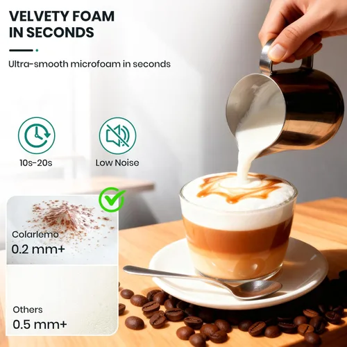 Miniatura 2 de Colarlemo Espumador de Leche de Mano Recargable con Soporte, Varita Espumadora Mezclador de Bebidas Batidor Eléctrico para Café, Desmontable con 3
