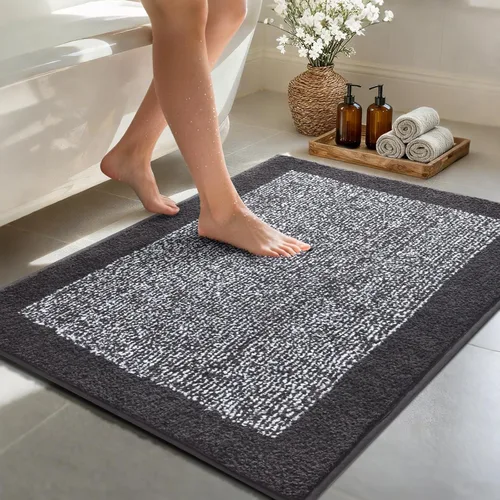 Miniatura 72 de Alfombras de baño de 17 x 24 pulgadas, antideslizantes, lavables, color gris, para bañera, tapete de baño para baño, tapete suave y absorbente