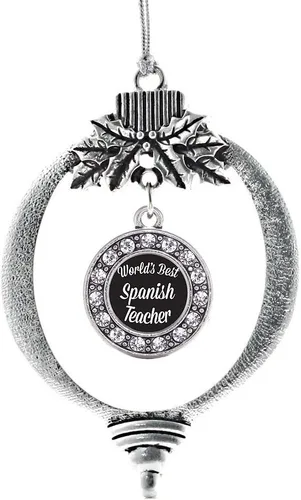 Miniatura 194 de Inspired Silver - Bonita bandera estadounidense - Adorno de Navidad plateado - Adorno de árbol de Navidad con dije circular con circonita cúbica