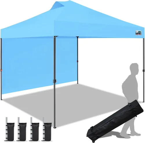Miniatura 51 de Eurmax Tienda de campaña desplegable de 8 x 8 de Estados Unidos, con bolsa rodante patentada sin puntas, 4 paredes extraíbles con cremallera, toldo