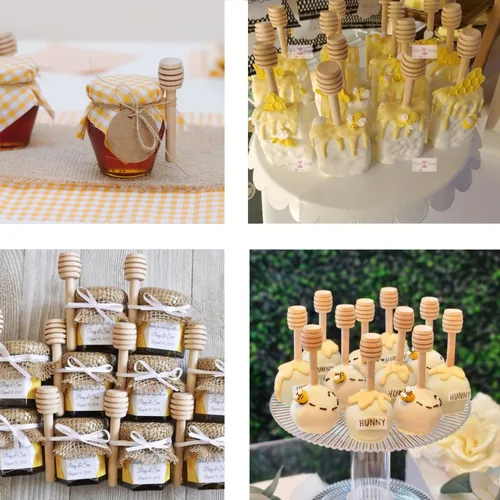 Miniatura 7 de 25 palitos de miel de madera, palitos de miel de 3 pulgadas, mini palitos de panal de abeja, pequeños minicargos de miel a granel para baby shower