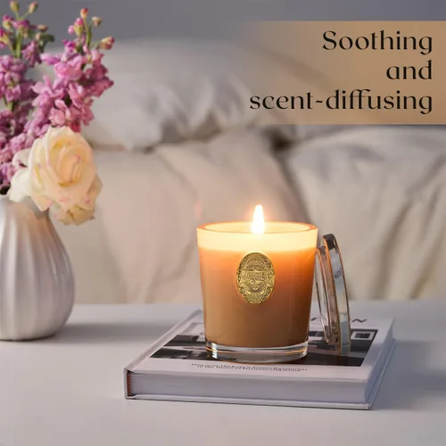 Miniatura 5 de M&SENSE Vela de soja natural, marrón Santal, 10.2 onzas, quema 55H, vela perfumada de lujo para relajación, regalo, decoración del hogar, para Lichi