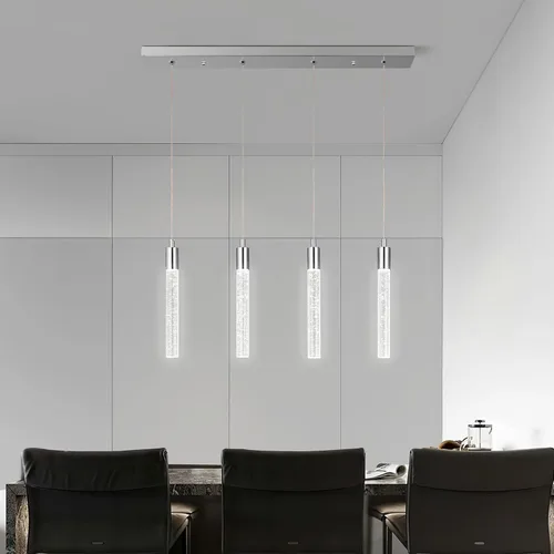 Miniatura 3 de Iluminación moderna para isla de cocina, lámpara colgante cromada, regulable, LED, acabado cromado, mini luces colgantes de cristal para comedor