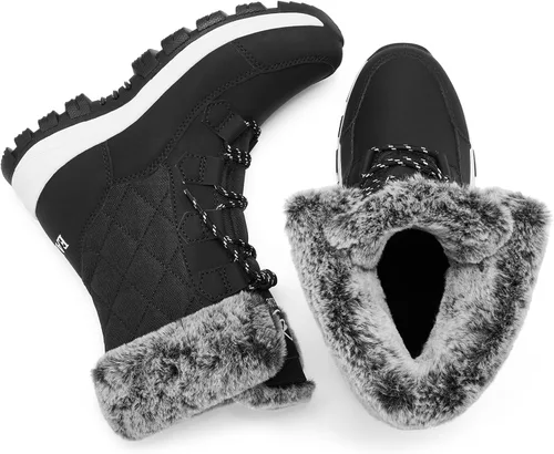 Miniatura 6 de EARLDE Womens Snow Boot With Waterproof Lace Up Mid-Calf Outdoor Winter Deep Tread Rubber Sole