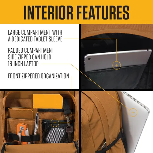 Miniatura 3 de Carhartt Mochila de 28 L con doble compartimento, paquete duradero con funda para laptop de 16 pulgadas y base resistente a la abrasión Duravax