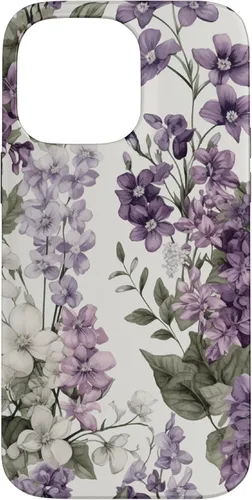 Miniatura 21 de Funda para iPhone XR White Violet Purple Lavender Lilac Floral con flores botánicas