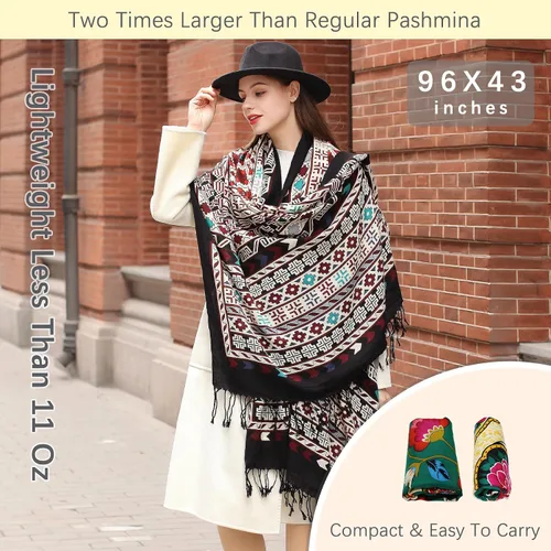 Miniatura 120 de DANA XU Manta de pashmina extragrande 100% de lana merina, bufanda de viaje, bufanda de cachemira para mujer, otoño e invierno, chal de gran