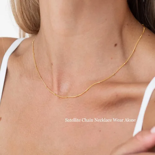 Miniatura 9 de DEARMAY 14K Gold Necklaces for Women, Dainty Layered Gold Herringbone Choker Necklace for Women Thin Chunky Snake Chain Necklaces Jewelry for Teen