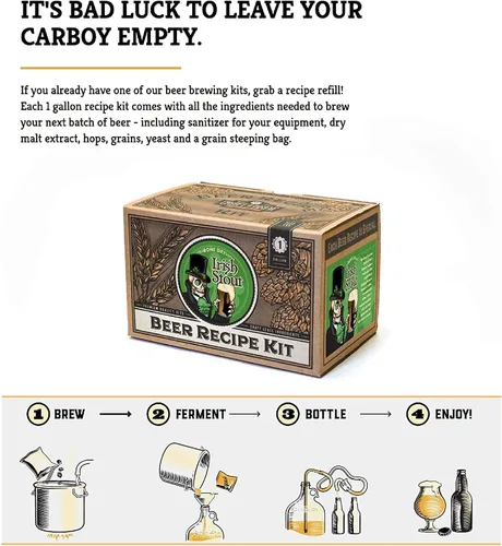 Miniatura 5 de Kit de recetas Craft A Brew - Recarga Bone Dry Irish Stout - 1 galón - Ingredientes para fabricar cerveza en casa