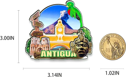 Miniatura 3 de Imán de madera para nevera de Guatemala Antigua Monumentos 3D de Viaje Coleccionables Recuerdos Decoración Hecho a Mano 2