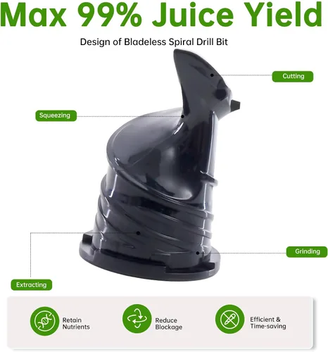 Miniatura 3 de NEWBULIG Exprimidor de prensa en frío, exprimidor de masticación con alto rendimiento de jugo, función inversa, detiene la oxidación y es fácil