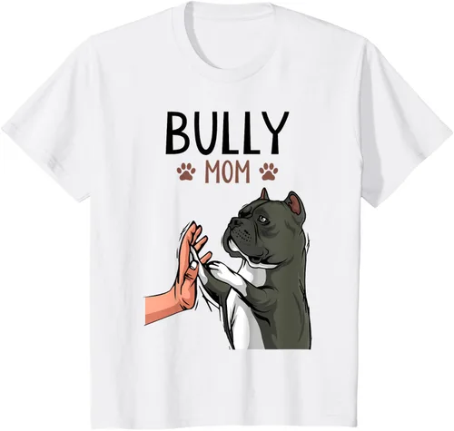 Miniatura 30 de American Bully Mom Cute Dog Mama Camiseta divertida para mujer, Blanco, S