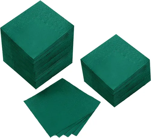 100 paquetes de servilletas de cóctel de 2 capas, servilletas de postre plegadas de 5 x 5 pulgadas, servilletas desechables para cena, boda, Verde
