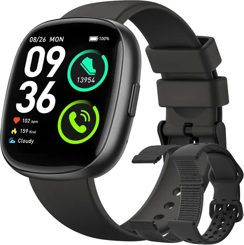 Relojes inteligentes para hombres y mujeres Fitness: rastreador de fitness con Blutooth Call 24/7, ritmo cardíaco SpO2, monitor de sueño 5ATM,