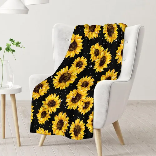 Miniatura 2 de Regalos de girasoles: mantas pequeñas con temática de girasol de 40 x 30 pulgadas, regalos para niños y niñas, manta estética amarilla, suave
