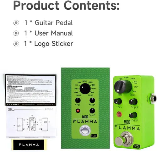 Miniatura 7 de Pedal de Modulación Mini FLAMMA FC05 con Coro, Brida, Trémulo, Phaser, Vibrato, Rotary, Autowah Líquido, Tartamudeo, Anillo, LowBit Modulación FC05