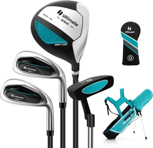Tangkula Juego de palos de golf para niños para mano derecha, juego completo de palos de golf junior con conductor #1 de 300CC y hierros y putter