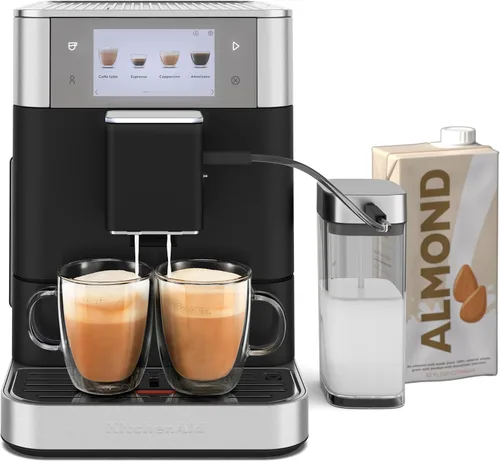 Máquina de Espresso Completamente Automática KitchenAid KF8 con Accesorio para Leche y Opciones de Leche a Base de Plantas, KES8558BK, Negra de