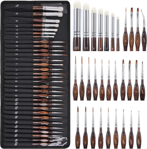 Miniatura 8 de Nicpro Pinceles de pintura en miniatura – Juego de 11 pinceles de pintura modelo para acuarela acrílica al óleo, pinceles de pintura