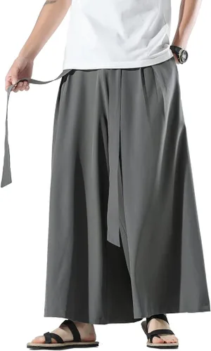 Miniatura 10 de Seidarise Pantalones de yoga japoneses de lino estilo harén de pierna ancha para hombre, estilo harén, estilo hip hop, holgados