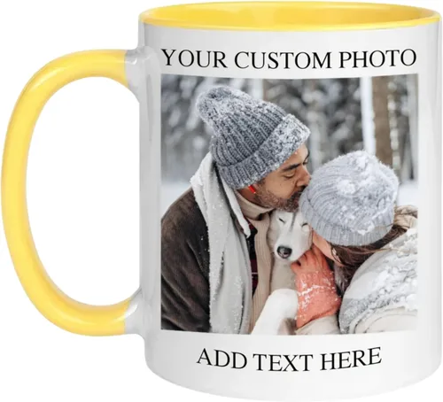 Miniatura 11 de Taza de café personalizada de cerámica de 11 onzas – Añade foto, texto o logotipo Taza de imagen personalizada, impresión a doble cara, apta