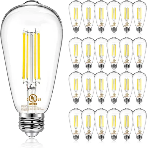 Miniatura 9 de DAYBETTER Paquete de 12 bombillas LED Edison vintage, bombilla LED E26 equivalente a 60 W, bombillas LED regulables, alto brillo 800 LM, blanco