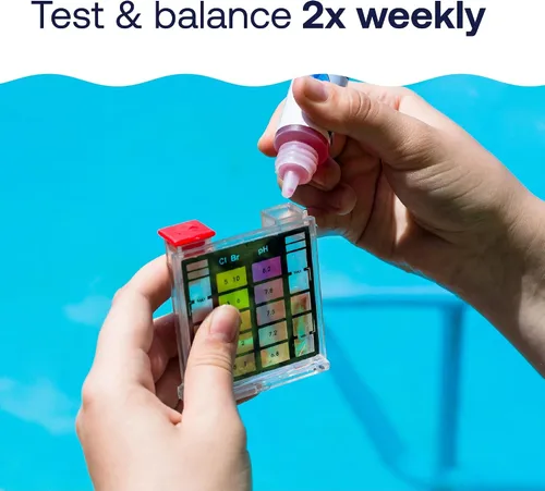 Miniatura 7 de HTH 1275 Kit de prueba de 6 vías para el cuidado de piscinas, probador químico de agua para piscinas, 100 pruebas