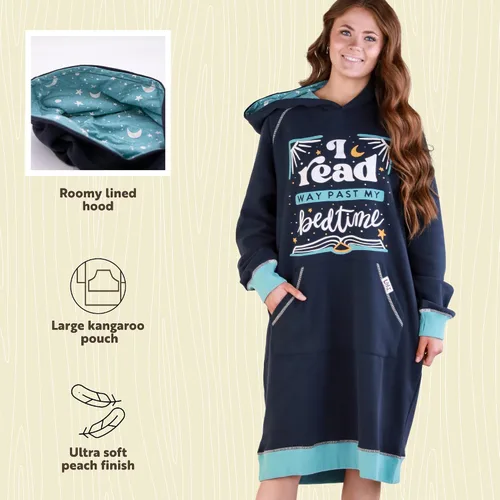 Miniatura 69 de Lazy One Sudadera con capucha de gran tamaño, ropa de dormir cómoda, vestido de suéter para mujer