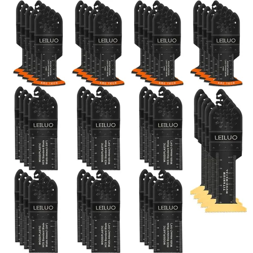 Miniatura 12 de LEILUO Juego de cuchillas multiherramienta de 7 piezas para madera, dientes japoneses extralargos, hoja de sierra oscilante, liberación rápida