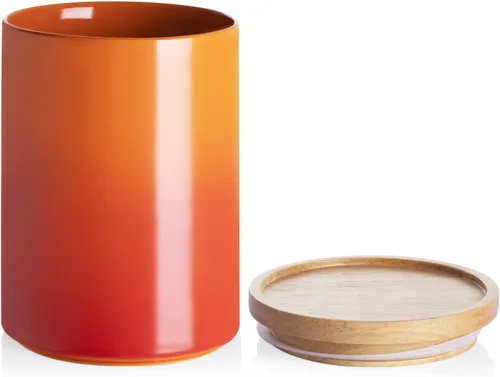 Miniatura 88 de Sweejar Kitchen Canisters - Tarro de cerámica para almacenamiento de alimentos, recipientes apilables con sello hermético y tapa de madera