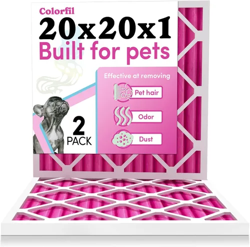 Colorfil - Filtro de aire de 20 x 20 x 1 pulgadas | Filtros que cambian de color diseñados para el olor de gatos y perros MERV 8 FIlter Conditioner