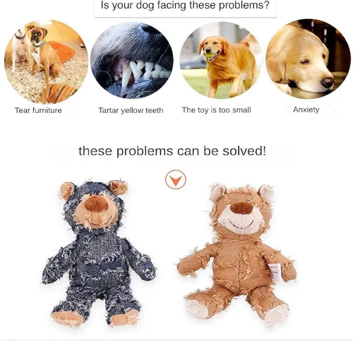 Miniatura 3 de Oso robusto indestructible 2023: juguete de peluche para perros, juguetes chirriantes indestructibles para perros, juguetes duraderos para D-A+B
