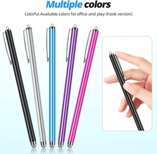 Miniatura 6 de Lápices capacitivos para pantallas táctiles [Paquete de 5 cuerpo de lápiz largo] Puntas de malla de fibra de alta sensibilidad y punta fina Lápiz