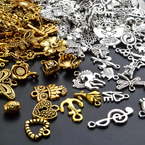 Miniatura 4 de BronaGrand Dijes vintage a granel, 200 piezas mezcladas antiguas de aleación tibetana colgantes para collares, pulseras, fabricación de joyas