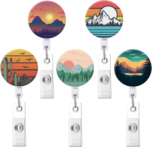 Miniatura 23 de Carrete retráctil para credenciales de enfermera, lindo nombre, carretes decorativos para tarjetas de identificación con clip en soportes