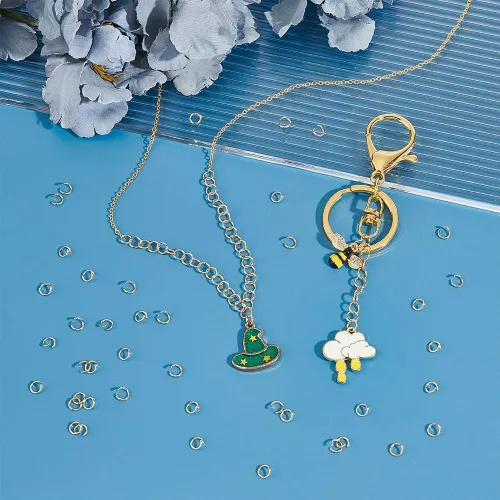 Miniatura 2 de UNICRAFTALE 800 piezas de anillos de salto abiertos de acero inoxidable de 0.197 in, anillos redondos dorados, conectores de metal para manualidades