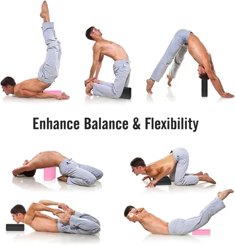 Miniatura 7 de MoKo Bloques finos de yoga, paquete de 2, 9 x 6 x 3 pulgadas, bloques de yoga de espuma EVA de alta densidad, ecológicos y ligeros, aumentan