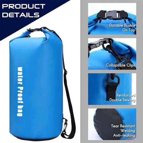 Miniatura 3 de Bolsa seca impermeable, mochila de almacenamiento seca ligera con parte superior enrollable, natación, canotaje, kayak, campamento, playa