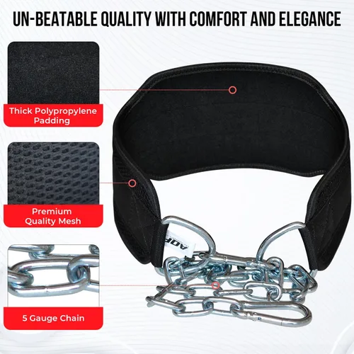 Miniatura 3 de AQF Cinturón de inmersión para culturismo, levantamiento de pesas, cadena de inmersión, ejercicio, gimnasio, entrenamiento, neopreno Negro