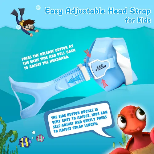 Miniatura 6 de Máscara de natación para niños, máscara de buceo de esnórquel de 180°, gafas de natación antivaho para niños con cubierta para la nariz, gafas