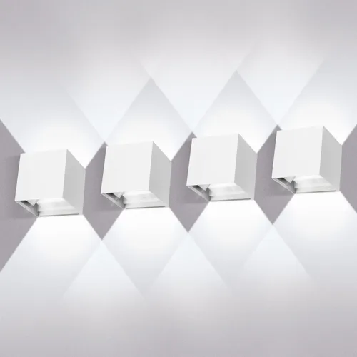 Miniatura 9 de Juyace Aplique LED de 20 W 6000 K para pared arriba y abajo, iluminación exterior, sin fotocélulas, con ángulo ajustable, cuadrado, 4.7 pulgadas