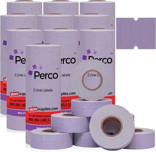 Miniatura 22 de Perco Etiquetas azules de 2 líneas, 6,000 etiquetas de precio en blanco y fecha para pistolas Perco de 2 líneas de precio y fecha, 8 rollos, 1