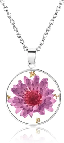 Miniatura 72 de Pressed Flower Necklace Gift for Women Personalized Handmade Necklaces Birth Flower Necklace