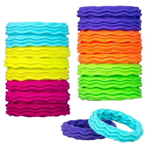 Juego de 18 piezas elásticas de cola de caballo onduladas de colores brillantes - Paquete económico de lazos para el cabello texturizados ondulados