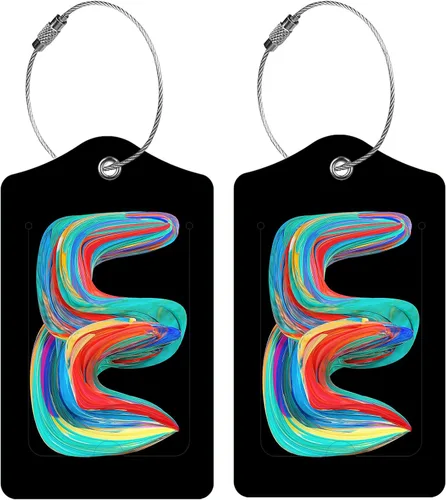 Paquete de 2 etiquetas iniciales de equipaje para maleta, letras de colores únicas de cuero, identificadores, cubierta de privacidad, etiqueta de
