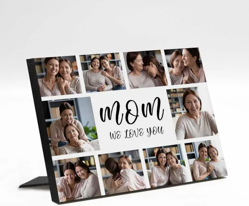 Miniatura 8 de InterestPrint Panel de fotos personalizado para mamá y nombre para exhibición de mesa Love You Mom You're the Best 3 Fotos Marco de fotos