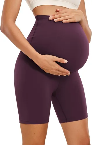 CRZ YOGA Butterluxe - Pantalones cortos de yoga de maternidad sobre el vientre de 6 pulgadas, pantalones cortos de ciclismo atléticos para