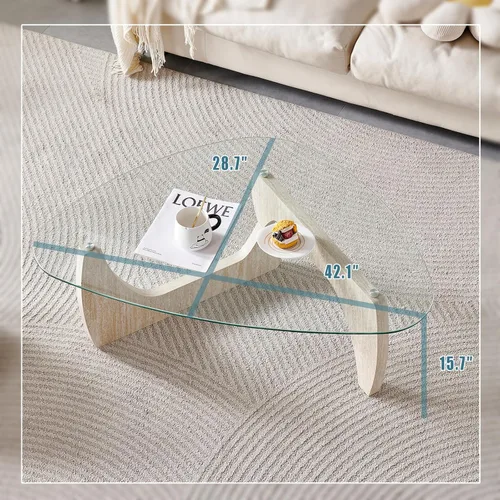 Miniatura 2 de Btrpily Mesa de centro de madera, moderna mesa de centro de mármol, contemporánea, elegante, muebles de alta gama para tu sala de estar