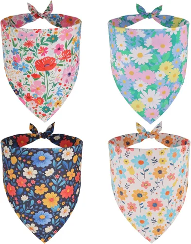 Miniatura 15 de ADOGGYGO Paquete de 4 Pañuelos de Navidad para Perros, Bufanda Triangular de Mascota, Baberos Triangulares, Conjunto de Pañuelos, Accesorios