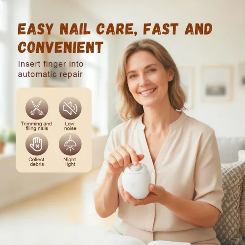 Miniatura 7 de 2 piezas de amoladora de uñas automática universal, 2026 portátil 3 en 1 con luz LED y 3 velocidades, cortador de uñas automático silencioso